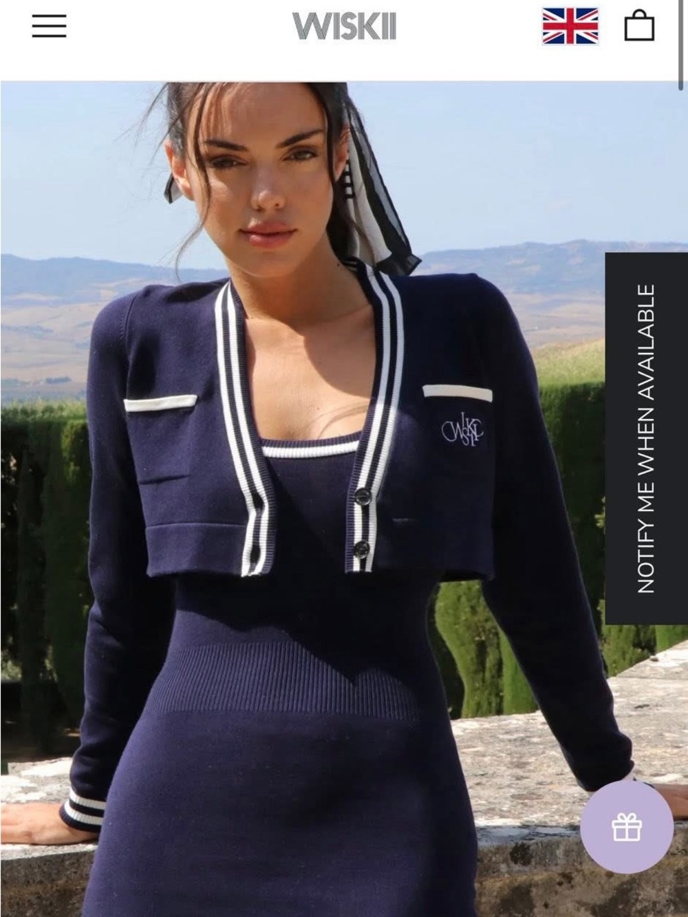 WISKII Navy Ribbed Knit Camisole Dress with Matching Cropped Cardigan